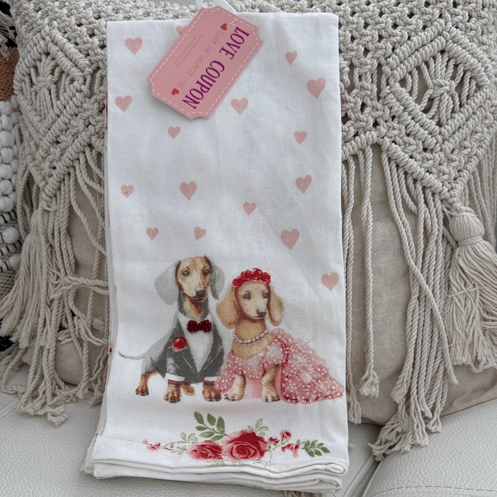 Cute Dachshunds valentines Dog Print Kitchen Towel set
